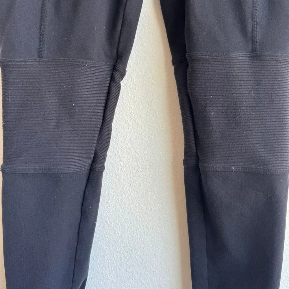 Alo Yoga Banded Yoga Leggings Block Size Medium Logo Calf High Rise Compressive